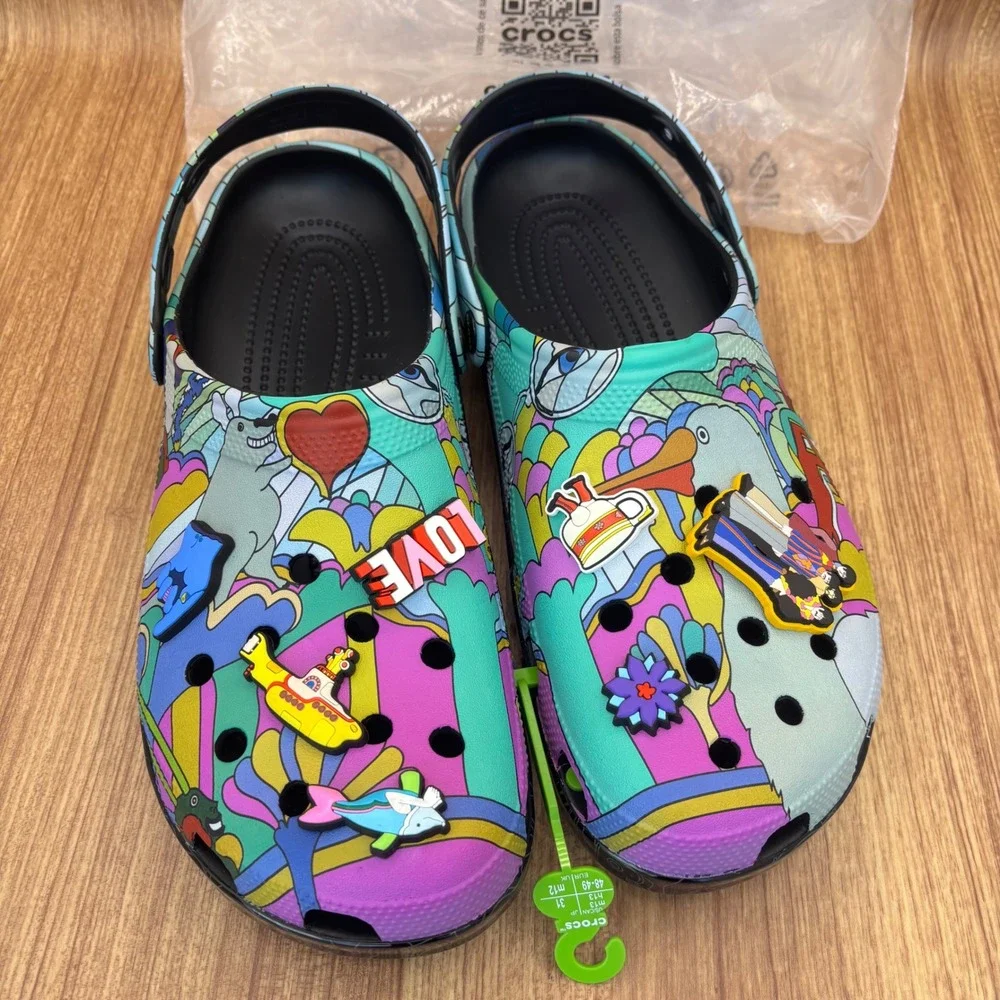 Crocs X The Beatles Love Classic Clog Mens 13 Multi Limited Edition Sandals NEW